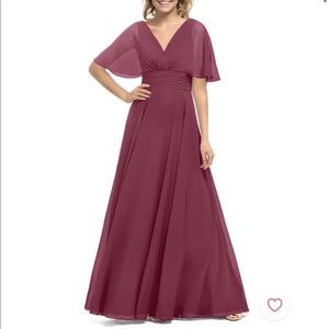 Azazie Pamela Bridesmaid Dress in Mulberry, size 4. Only worn once